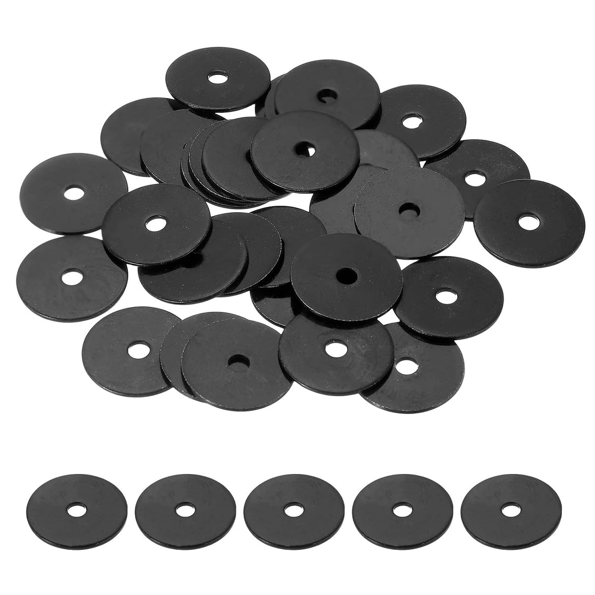 30 Pcs Flat Washer for Screws, Stainless Steel Washers 4mm ID x 25mm OD x 1.5mm Thick for Bolts, Factories Repair, Kitchens, Shops, and Outdoor Construction, Black