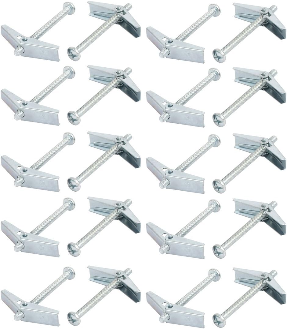M4 x 50mm Male Thread Spring Loaded Hollow Wall Round Head Toggle Bolt 20pcs