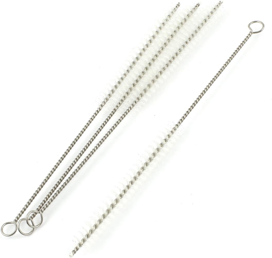 4 Pcs Metal Handle Test Piping Tube Bottle Cleaning Nylon Brush 16.5cm