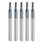 5pcs Carbide Square End Mills, 5/64" Dia AlTiN BN Coated 4 Flutes Milling Bit Cutter, for Hardened Steel Cast Iron Alloy Metal, 1/8" Shank 3/16" Cut Length 1-1/2" Long HRC50