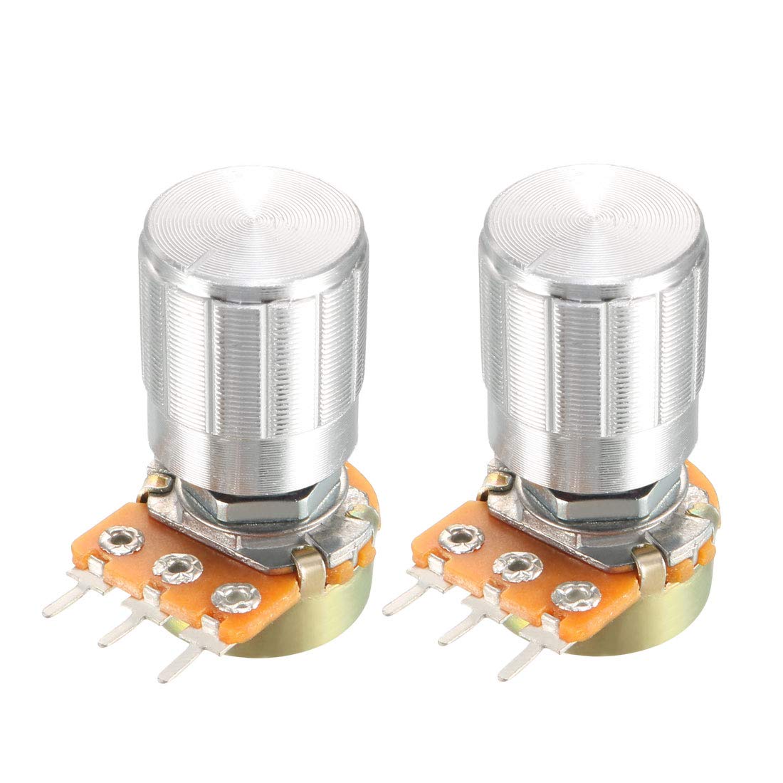 2Pcs 100K Ohm Variable Resistors Single Turn Rotary Carbon Film Taper Potentiometer with Knobs