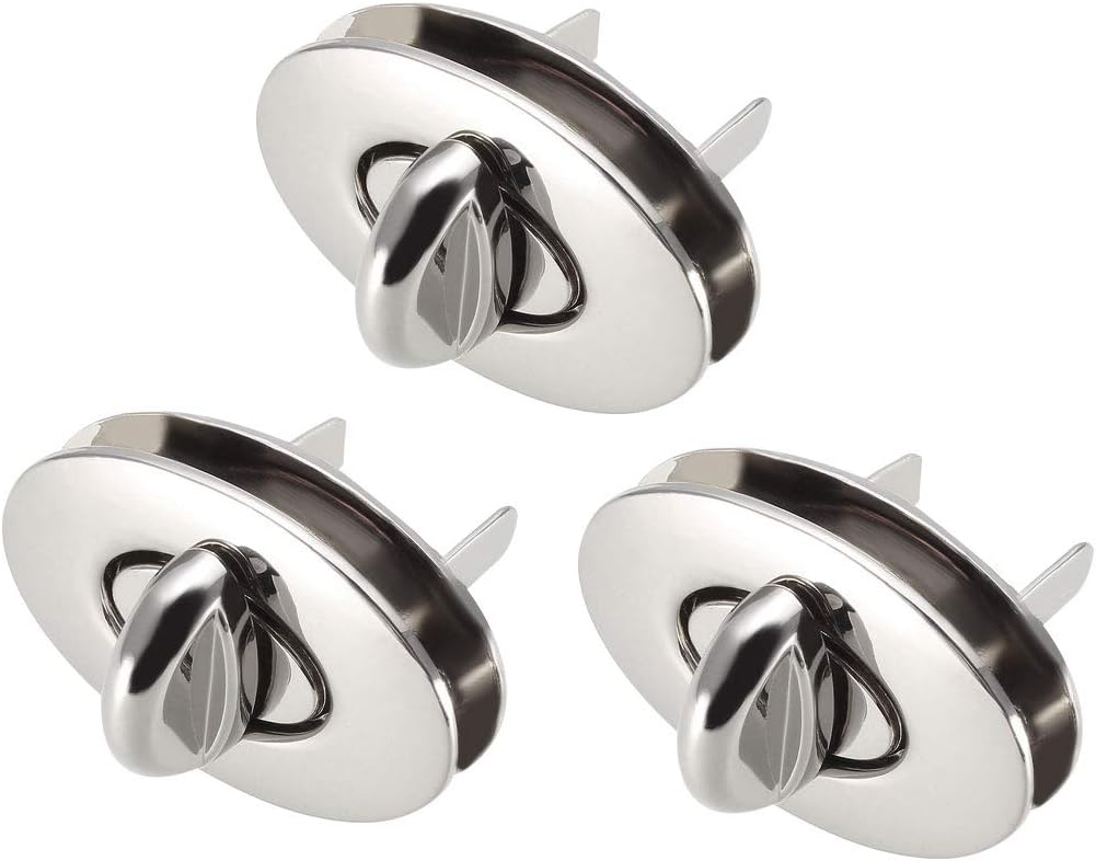 LinkMejor 3 Sets Oval Purses Twist Lock 35mm X 20mm Clutches Closures for DIY Bag Making - Silver