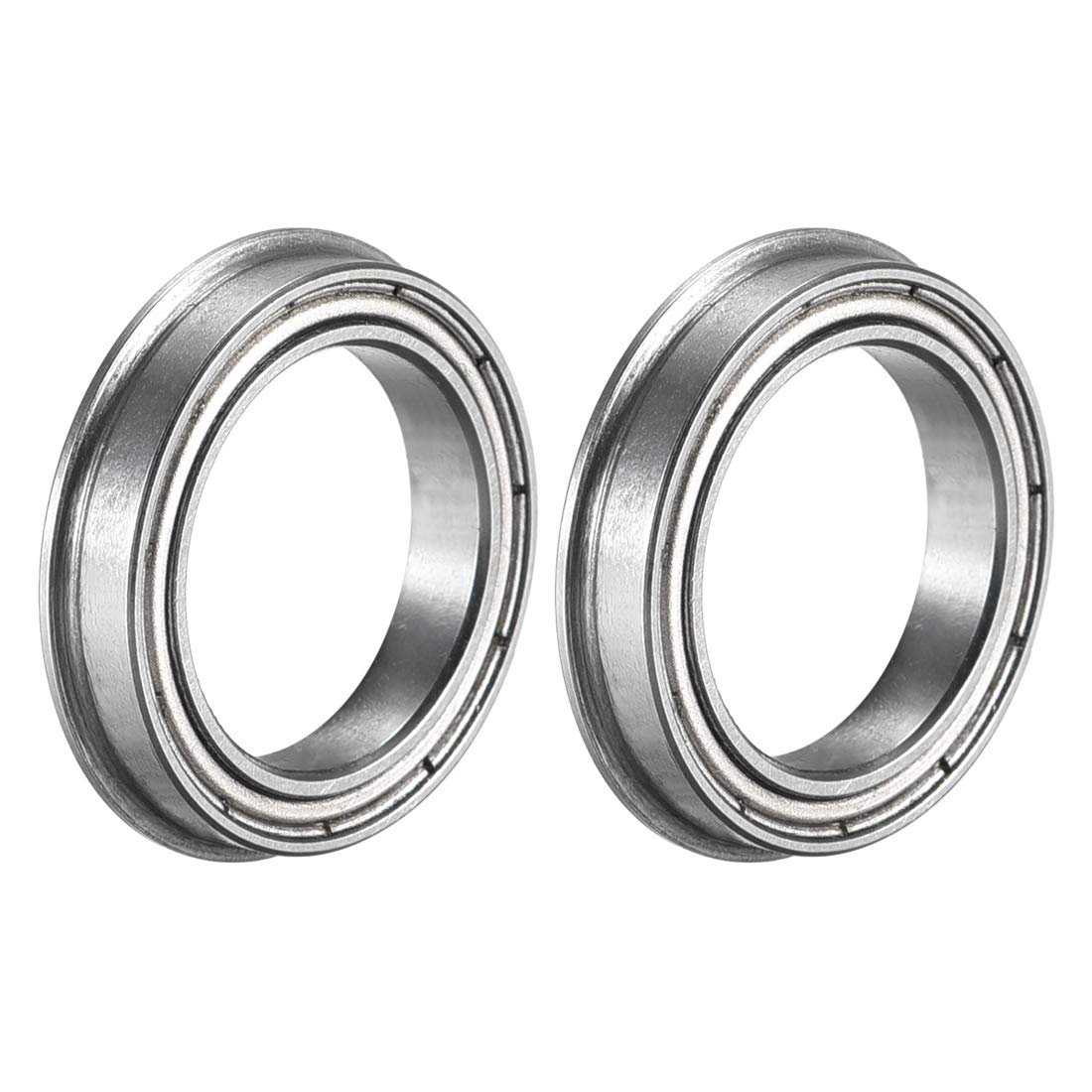 F6702ZZ Flanged Ball Bearing 15x21x4mm Double Metal Shielded (GCr15) Chrome Steel Flange Rip Bearings 2pcs