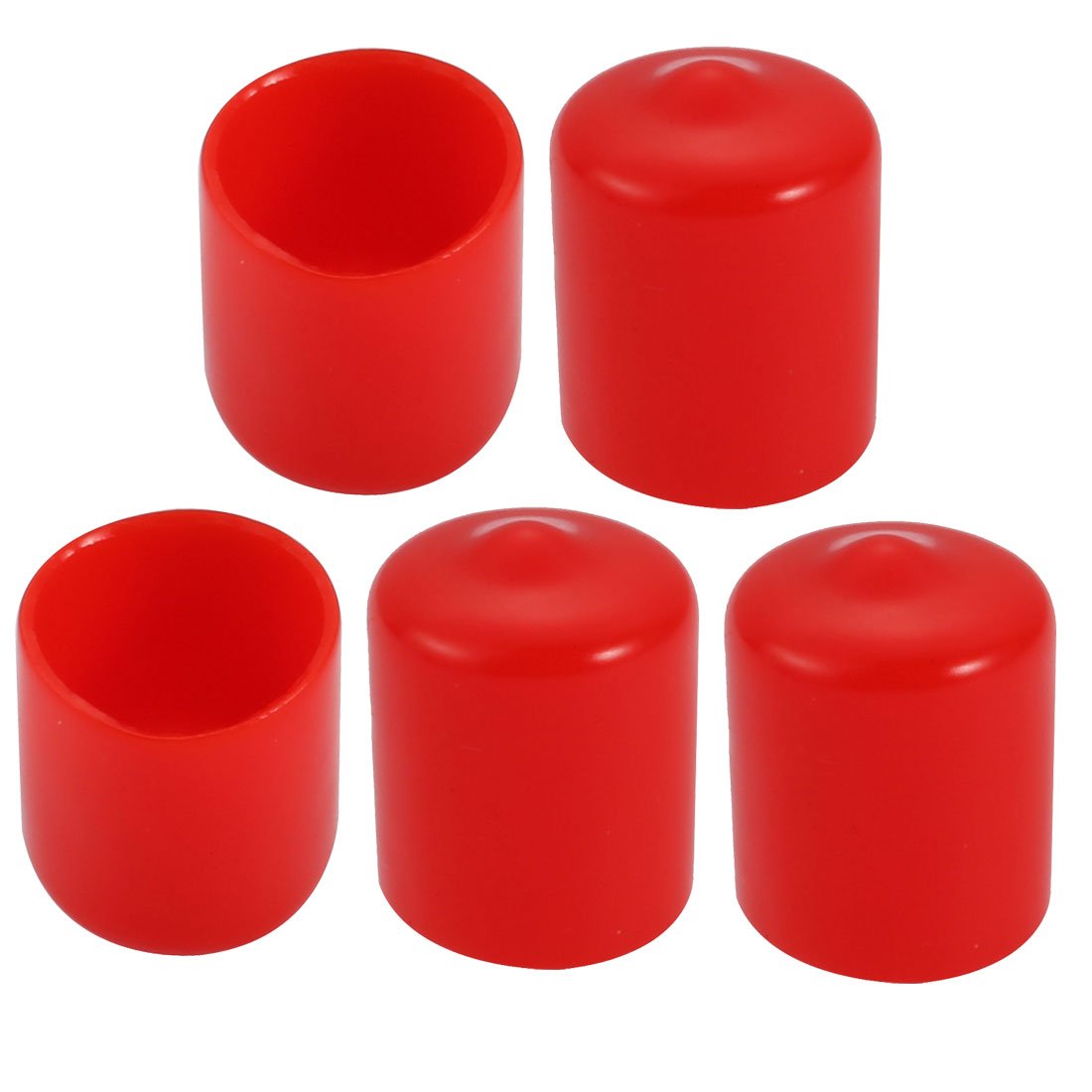 5Pcs 15mm Inner Dia PVC Flexible Vinyl End Cap Screw Thread Protector Cover Red