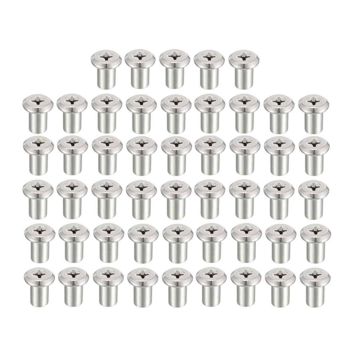 M6x12mm Phillips Head Insert Nut Screw Post Sleeve Nut for Furniture 50pcs