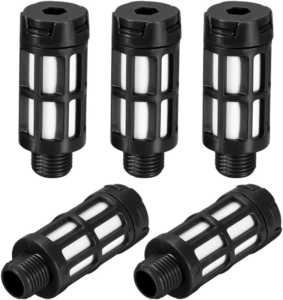 Plastic Pneumatic Muffler Exhaust Pneumatic Air Line Flow Control Muffler G1/8 Black 5pcs