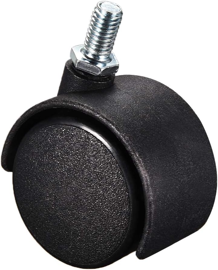 Furniture Casters 1.5 Inch Nylon M8 x 15mm Threaded Stem Swivel Caster Wheels, 33lb Capacity Each Wheel