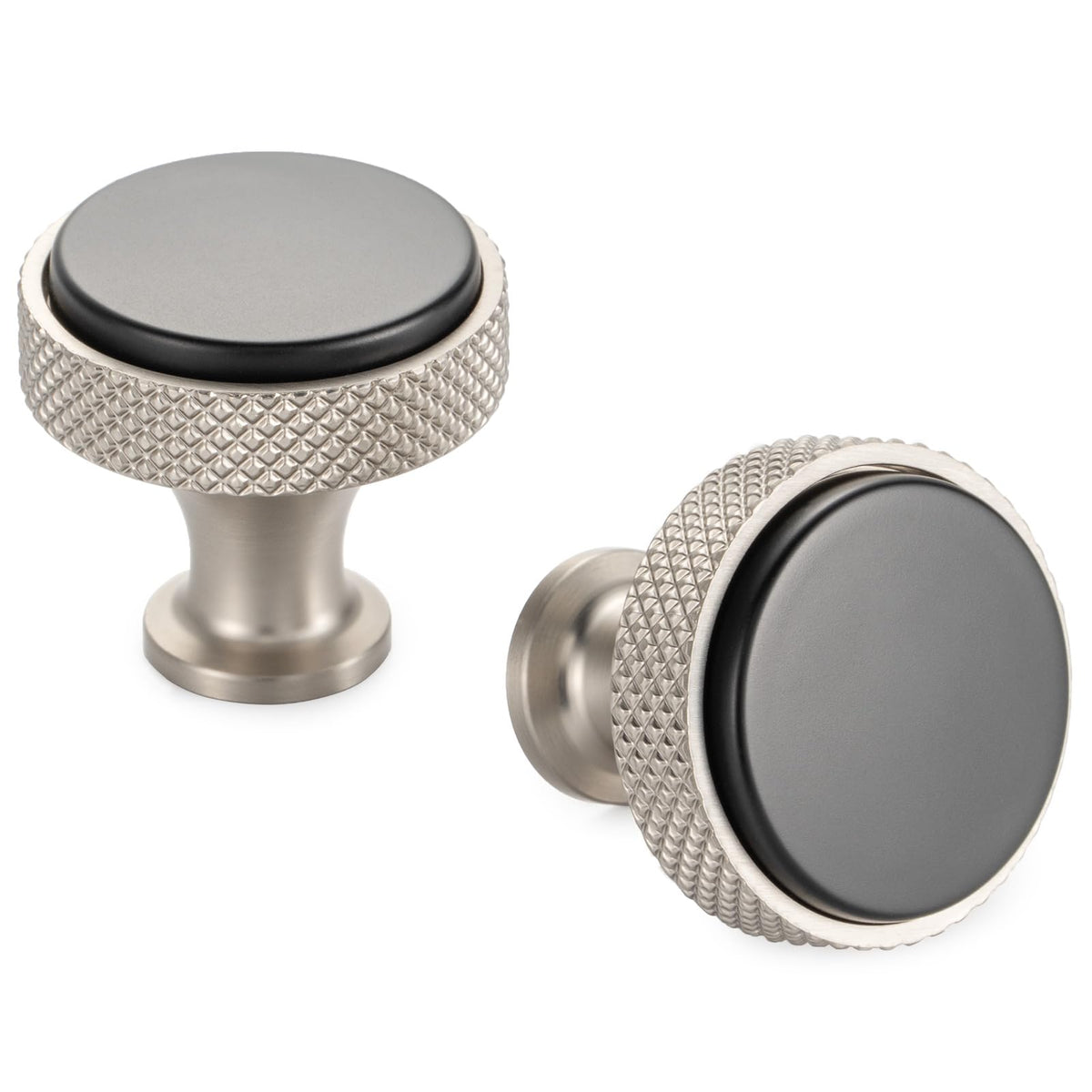 LinkMejor 10 Pack Noir & Nickel Poignées de Meuble Torsadées Ronde Simple Trou K28