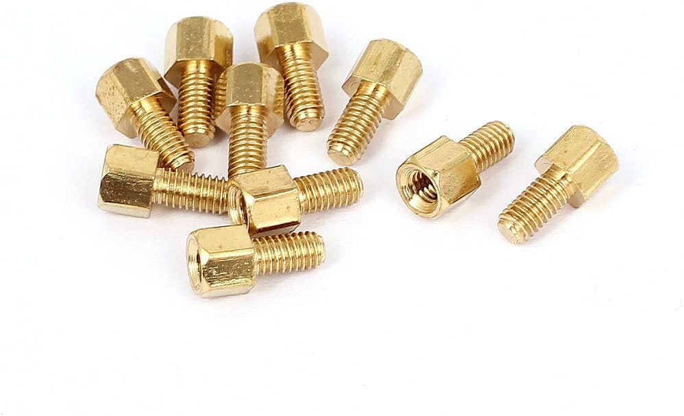 M3x4mm+6mm Male to Female Thread Brass Hex Standoff Spacer 10Pcs