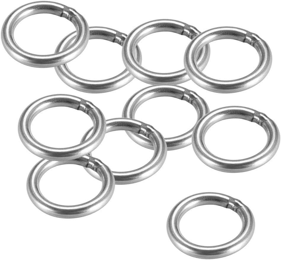 201 Stainless Steel O Ring 20mm(0.79") Outer Diameter 3mm Thickness Strapping Welded Round Rings 10pcs