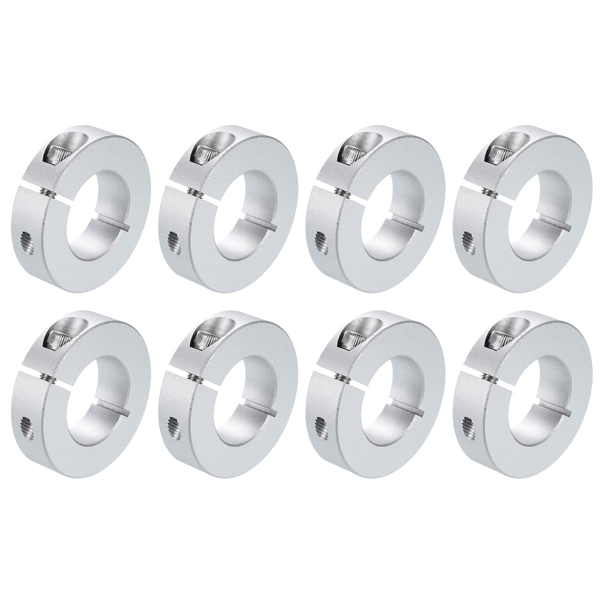 8pcs Single Split Clamp-On Shaft Collar 25mm Bore One-Piece Clamping Collar, 45mm OD, 12mm Thickness, Aluminum Alloy Set Screw Split Collar Clamp