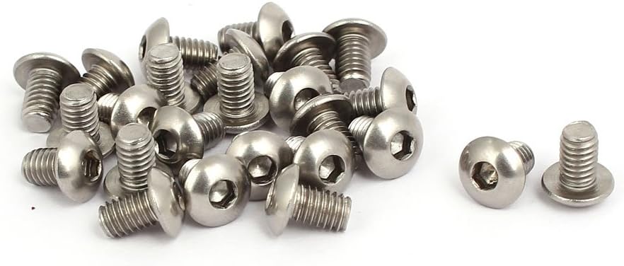 M4x6mm 316 Stainless Steel Pan Head Hex Socket Cap Screws 25pcs