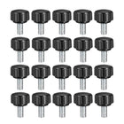 M5 x 10mm Metric Male Thread Knurled Clamping Knobs Grip Thumb Screw on Type Plastic Threaded Hand Bolt Knobs Black 20 Pcs