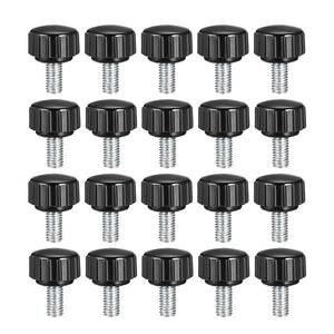 M5 x 10mm Metric Male Thread Knurled Clamping Knobs Grip Thumb Screw on Type Plastic Threaded Hand Bolt Knobs Black 20 Pcs