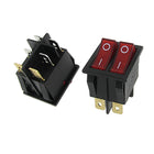 a11122900ux0143 Double Red Light Illuminated 6 Pin SPST ON/Off Snap in Boat Rocker Switch, 2 Piece