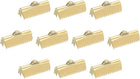 25Pcs Ribbon End Crimp Clamps, 20mm Pinch Cord End Clasps Stainless Steel Curled Bead Clasp for Ribbon Lace Bookmark Ends Keychain DIY Making, Gold