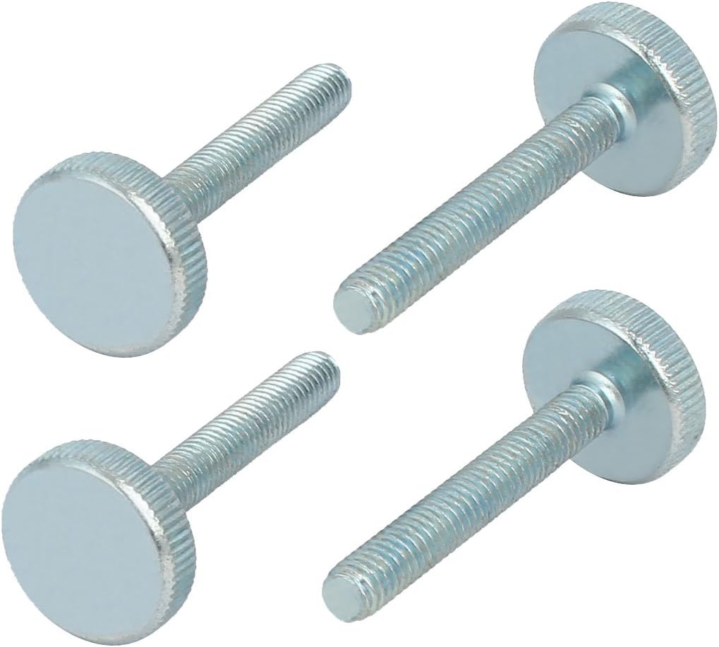 M6x40mm Knurled Head Flat Point Fully Threaded Thumb Screws Fastener 4pcs