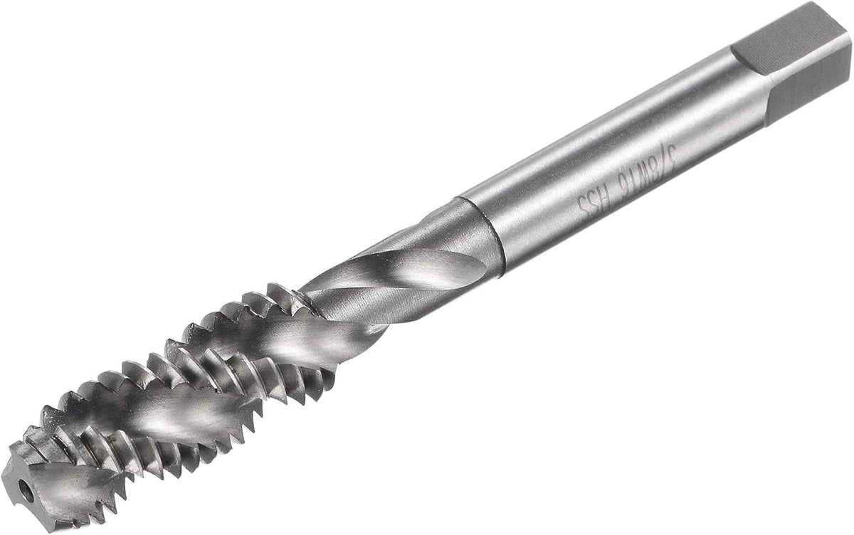 Spiral Flute Threading Tap 3/8-16 BSW, HSS (High Speed Steel) Uncoated Machine Thread Screw Tap 3 Flutes Tapping Tool H2 Tolerance