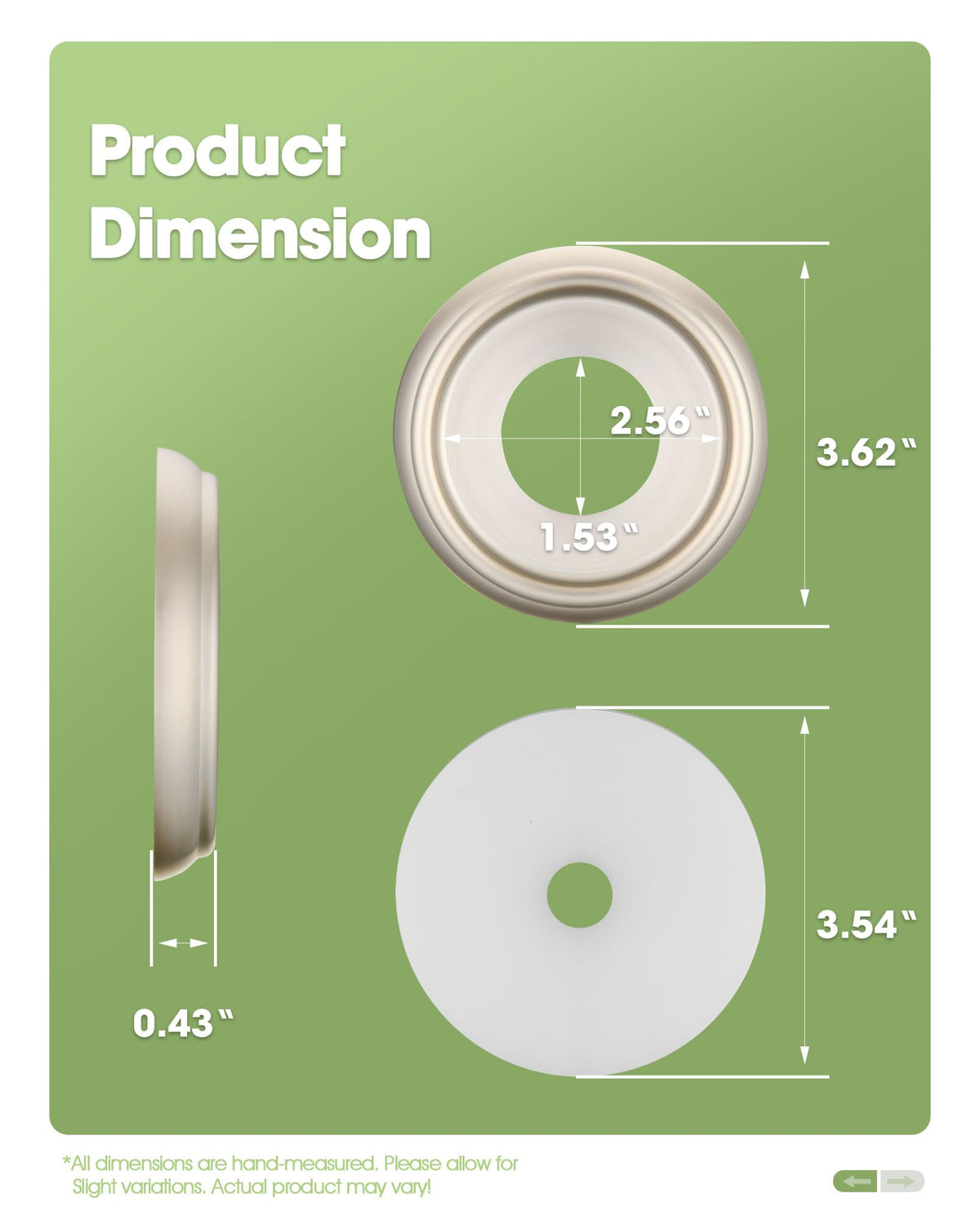 LinkMejor Bathtub Spout Cover with Seal Back Hole Cover Fit 1/2" Copper Pipe, Thread Pipe, Prvent Leaking from Behind Tub Spout, 1-1/2 Inch ID and 3-5/8 Inch OD, Brushed Nickel