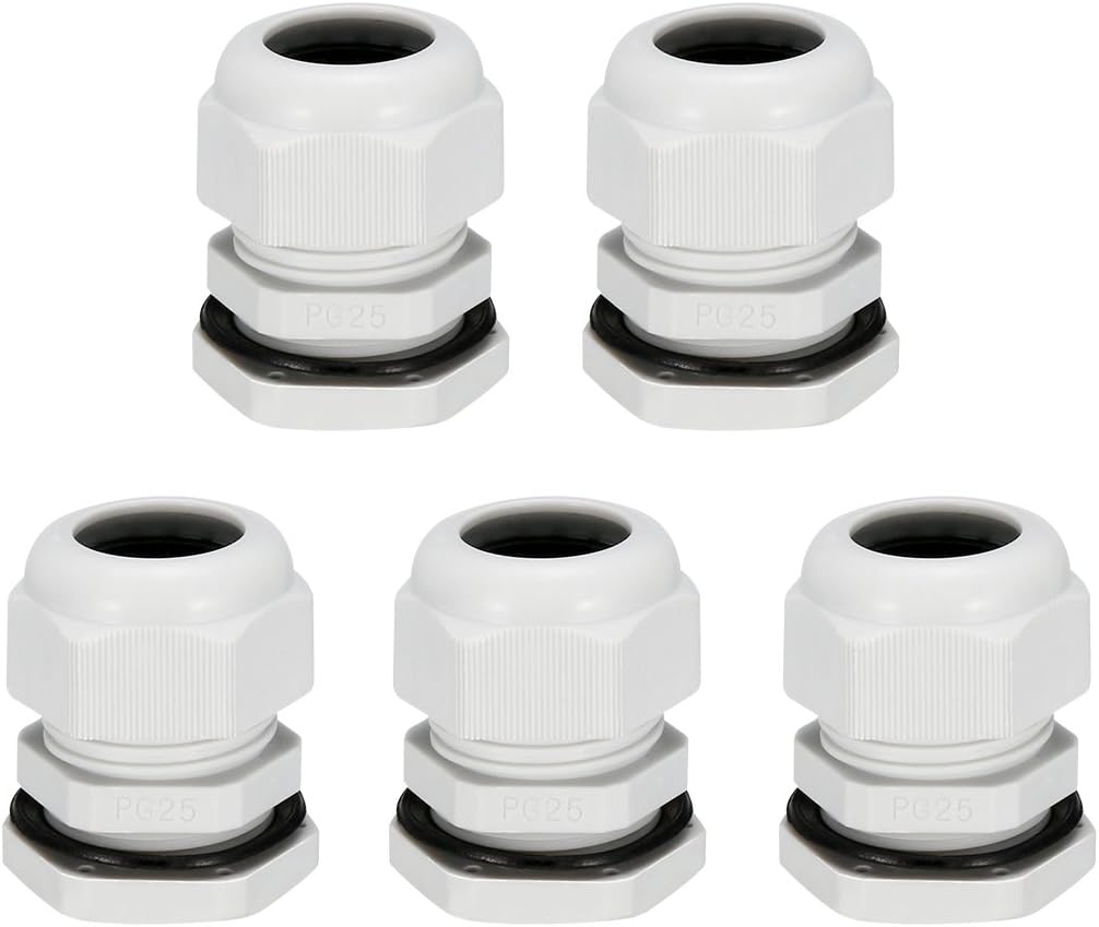 5Pcs PG7 Kablowa Głowica Wodoodporna Plastikowa Spawka Regulowana Zamek Biały na Kable 3mm-6.5mm Dia
