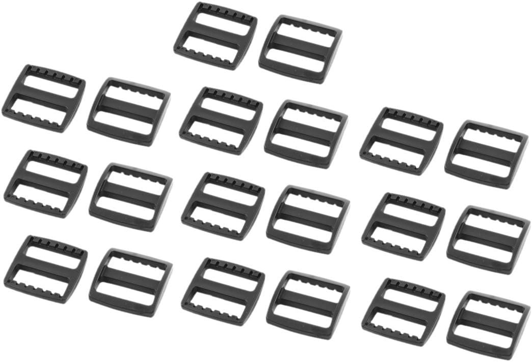 LinkMejor Plastic Suitcase Bag Webbing Strap Rectangle Connecting Glide Buckles 20pcs Black