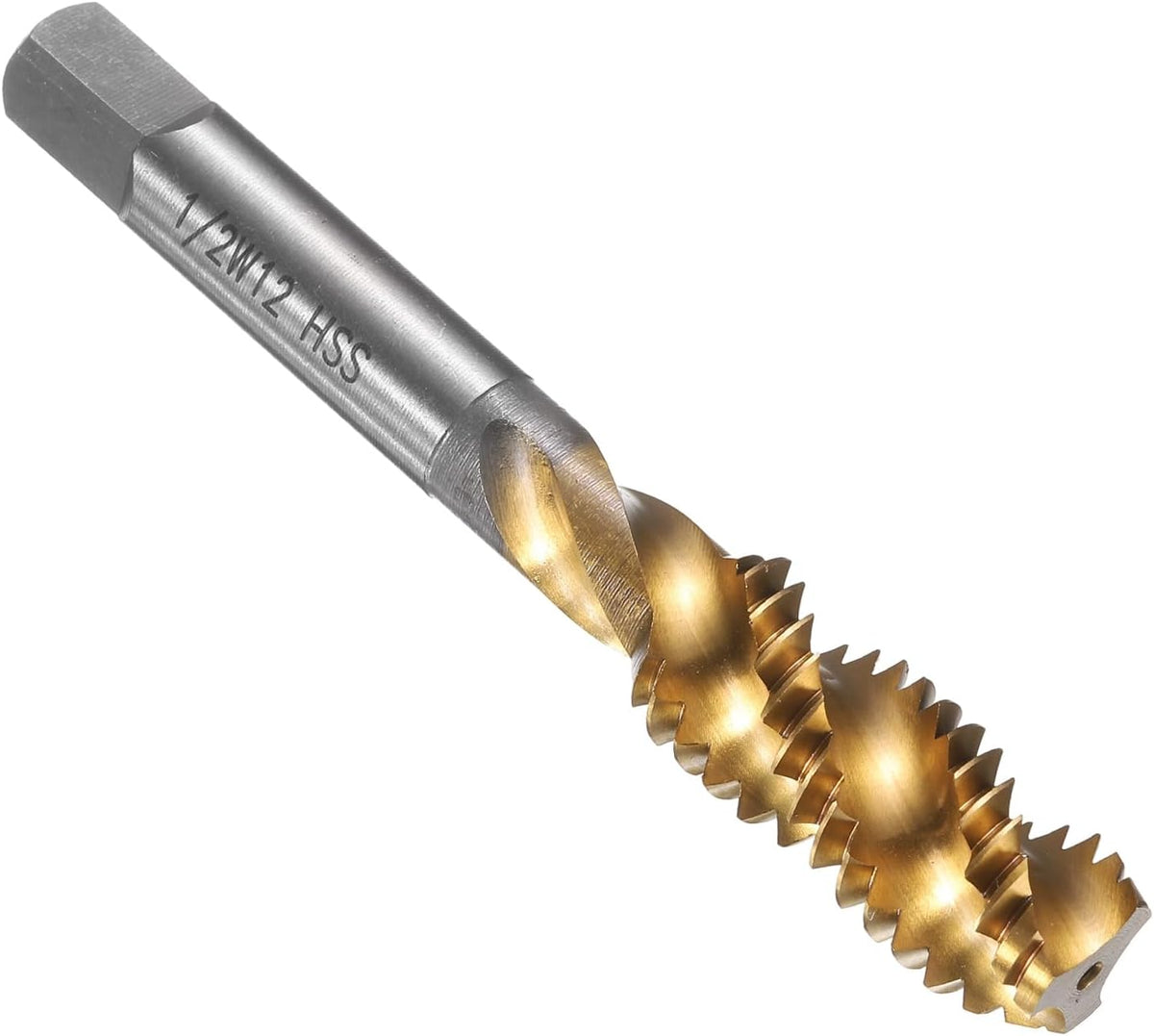 Spiral Flute Thread Taps 1/2-12 BSW H2 Machine Threading Tap Bit, Titanium Coated Screw Tapping Repair Tool, M2 High-Speed Steel (HSS6542)