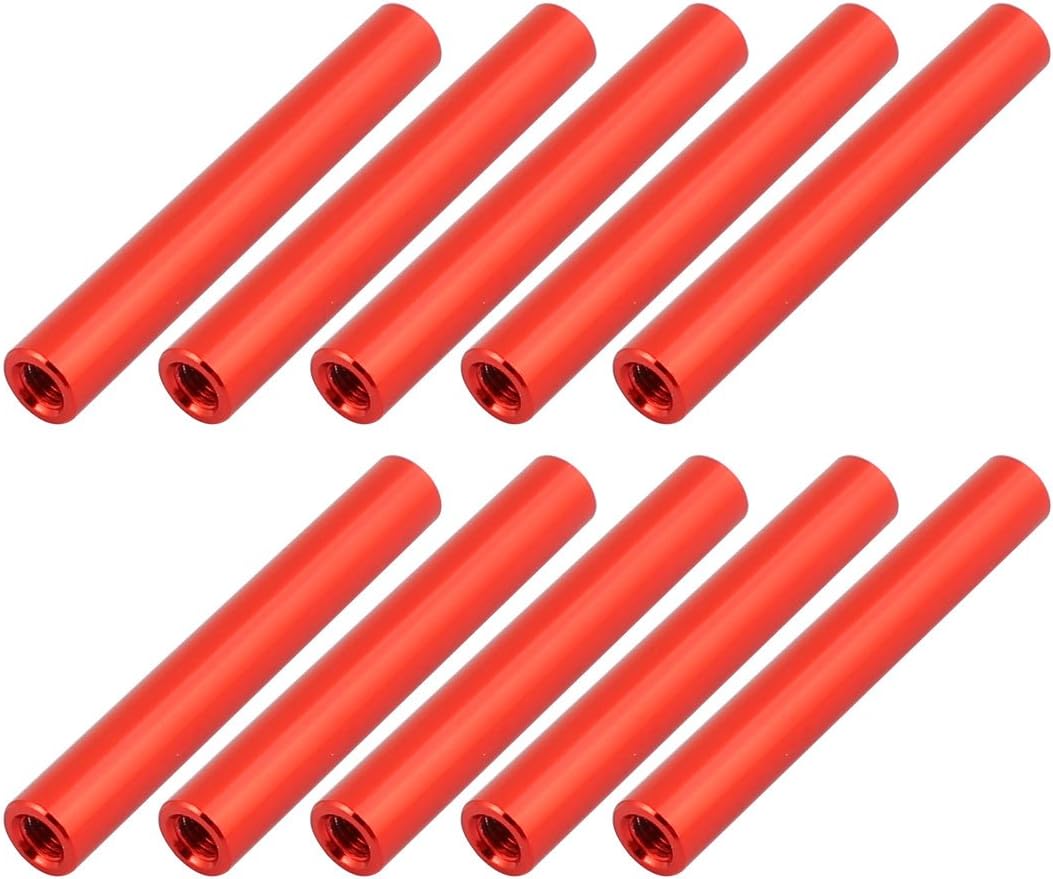 10Pcs M3 x 35mm Round Aluminum Column Alloy Standoff Spacer Stud Fastener for Quadcopter Red