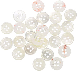 25 Pcs Natural Shell Buttons, 4 Hole 11.5mm Mother of Pearl Buttons for Shirt Clothes Coats Suits Jacket Jeans Skirts Sewing Craft DIY Decoration, White