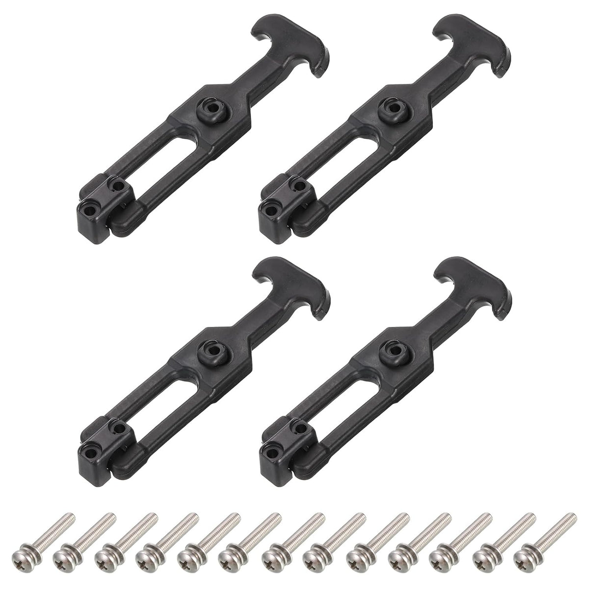 4 Set Rubber Flexible T-Handle Draw Latches 6.3 Inch Latch Hasp for Tool Box, Cooler, Golf Cart, Engineering Machine Hood, Black