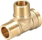 Brass Tee Pipe Fitting G1/2 Male x G1/2 Male x G1/2 Female T-Shaped Connectors Coupler