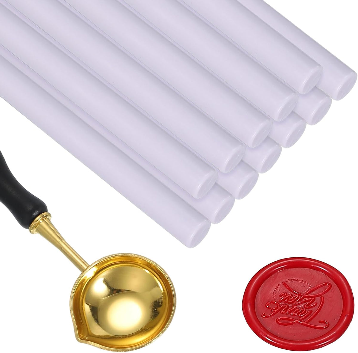 12 Pack Wax Glue Gun Sticks with Wax Melting Spoon, for Stamps, Letter, Envelope, Wedding Invitation, Gift Packaging Wax Seal, Light Purple (Wax Glue Gun Not Included)