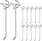12 Pcs Pegboard Hooks, 5.9 Inch Peg Board Hooks Kit Fit 1/5" Pegboard Garage for Hanging Shelving Tool Storage Craft Organizing, Silver Tone (1.2mm Hole Dia)