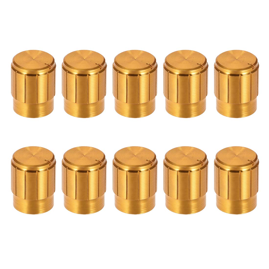 10pcs Potentiometer Knob Cover Cap Gold Tone Aluminum 6mm Shaft Dia. Rotary Knob 13mm Dia. X 17mm Height Volume Control Knob