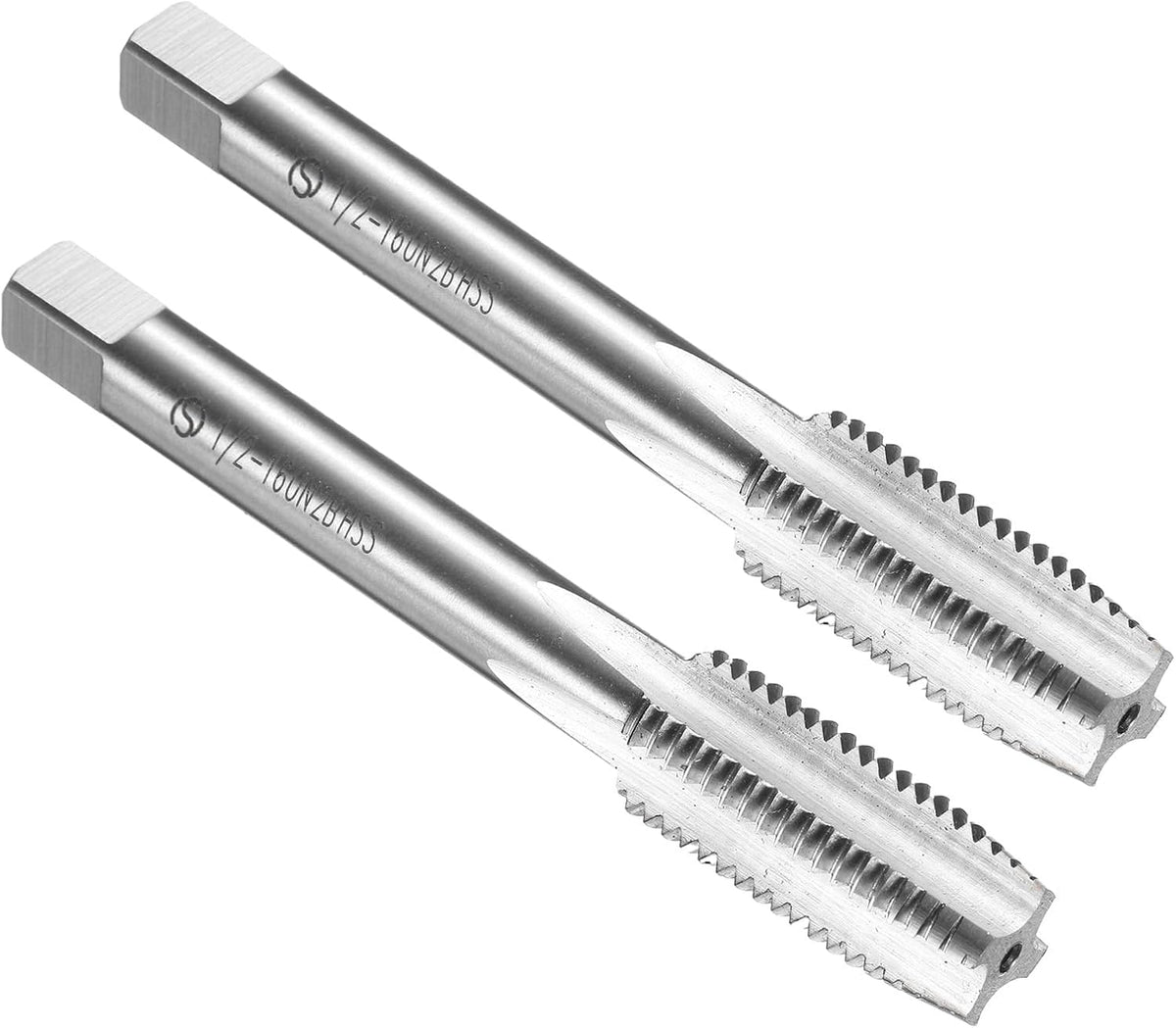 2pcs Hand Bottom Tap 1/2-16 UNC 2B Thread Bottoming Style Threading Taps High Speed Steel HSS6542 Straight Flutes Screw Tapping Tool