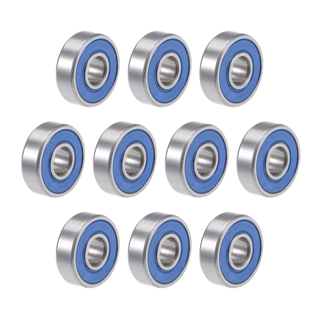 608-2RS Ball Bearings 8x22x7mm Double Sealed Chrome Steel Blue Cover P6 10pcs
