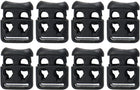 LinkMejor 8pcs Plastic Cord Locks Stopper End Spring Stop Double Hole Toggle Cup Shape Fastener Stopper Rope End for Drawstrings Clothing, Shoelaces, Camping, Bag, Black