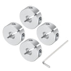 Single Split Shaft Collar Set for 8mm Shaft, One-Piece 4pcs Clamping Collars 25mm OD, 10mm Thickness, Aluminum Alloy Clamp-On Collar with M4 Set Screws and a Wrench