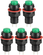 10mm Mounting Hole Green Momentary Push Button Switch, SPST NO 5pcs