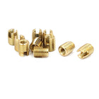 M8 x M5 10mm Length Self Tapping Threaded Insert Slotted Brass Tone 10pcs