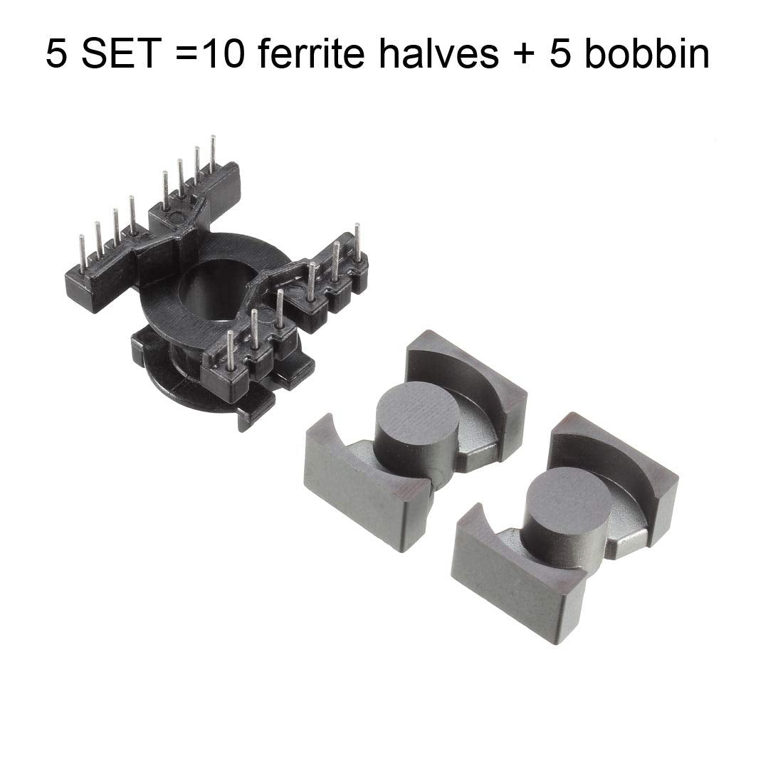 5 Conjuntos PQ20 6 com Transformador Bobbin 8pin PC40 Núcleo de Ferrite Vertical 10 Metades de Ferrite e 5 Bobbin