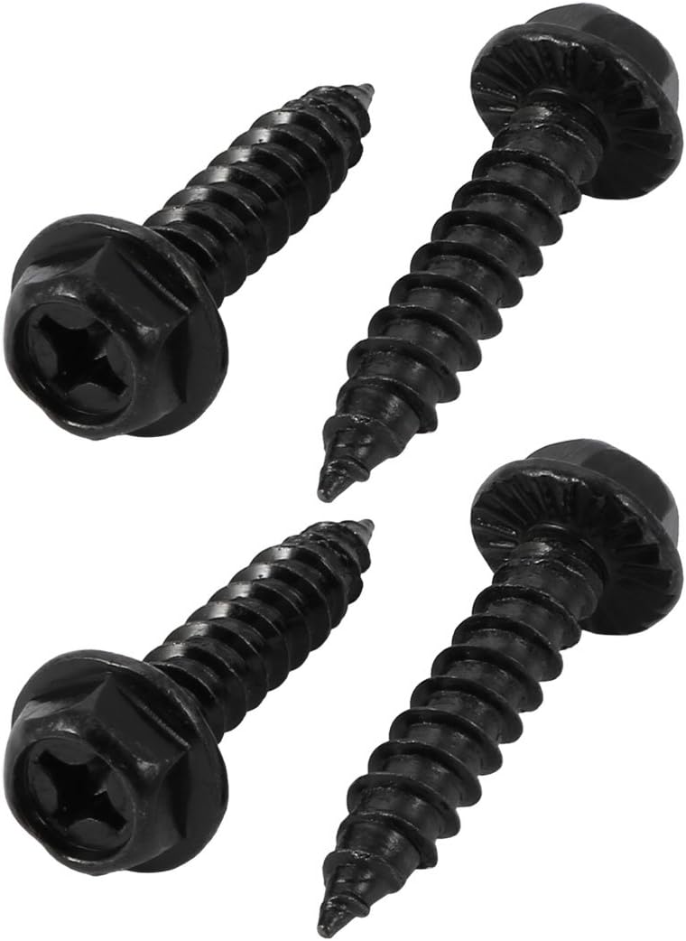 M6x30mm Iron Zinc Plated Self-Tapping Hex Flange Phillips Drive Blot Screw 4pcs