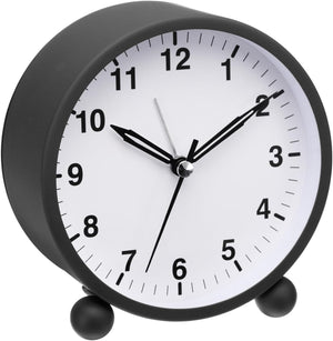 Horloge alarme Quartz en métal, Horloge de chambre noire, Volume réglable, Réglable en intensité, Snooze, 12/24H