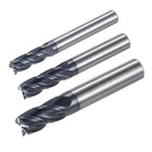 End Mill Set 5/16" 3/8" 1/2" 4 Flutes Spiral Helical Groove Tungsten Steel Straight Shank CNC Milling Bits for Aluminum Steel Cutting Metalworking