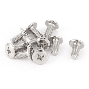 M6x12mm Male Thread Phillips Flat Head Bolt Screw Suitable for Double Bed Furniture TV Rack Wall Hanging 10pcs