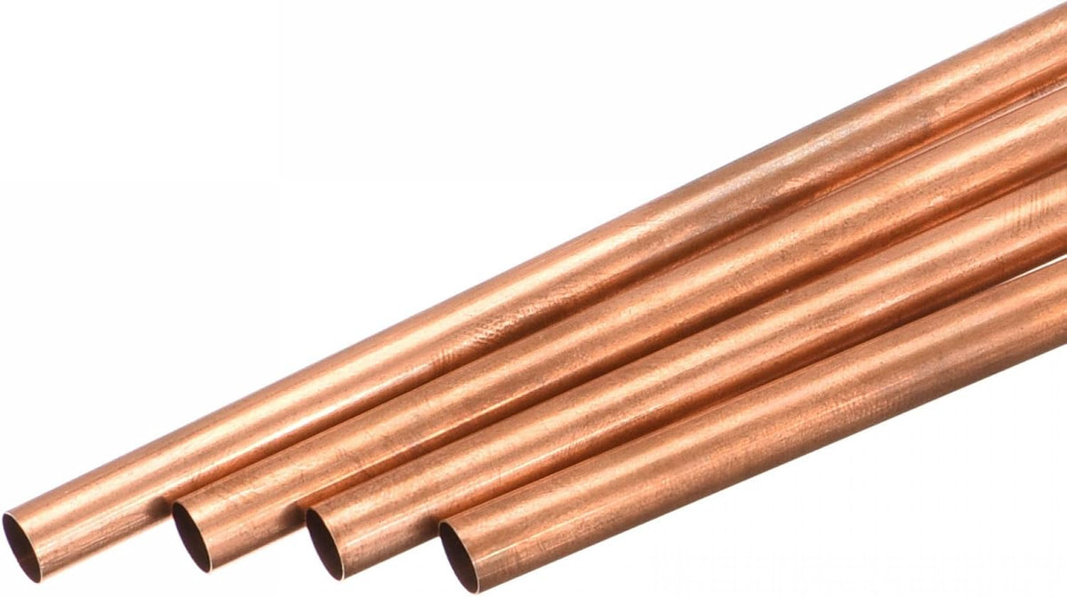 Copper Round Tube 8mm OD 0.2mm Wall Thickness 300mm Length Pipe Tubing 4 Pcs