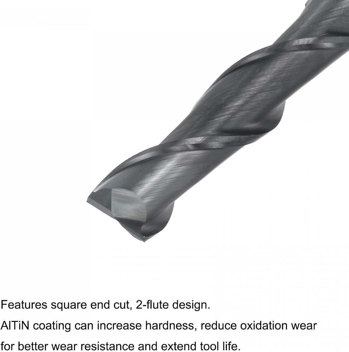 Motoare de frezare CNC cu burghiu cu nas pătrat, 8mm diametru vârf solid carburet de titan aluminiu acoperit cu AlTiN, 2 flauturi spiralate, tăietor de frezare HRC45 cu tijă de 8mm, lungime 60mm (2.36-inch)