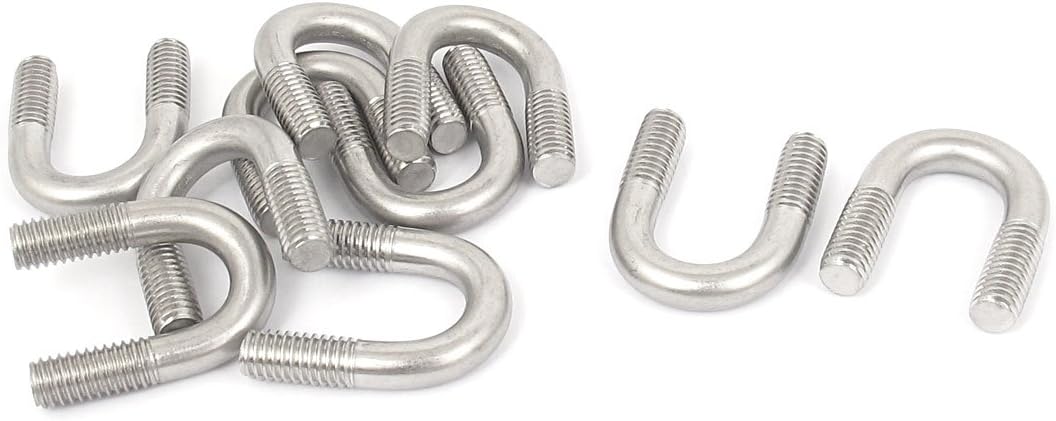 U-Bolts, 10pcs M6 304 Stainless Steel Round U-Bolt Fastener for 10mm Pipe Diameter
