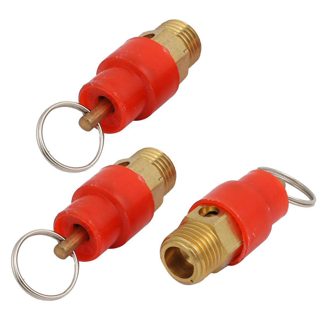 Safety Valve Air Compressor Pressure Relief Valve, 1/4" BSP Male, Red Hat, 3Pack