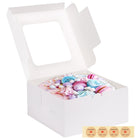 LinkMejor 4 Pack 10x10x5 Inches Cake Boxes White Bakery Containers
