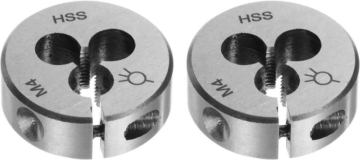 2pcs Round Threading Dies, Metric M4 x 0.7 Thread (Right Hand), Adjustable High Speed Steel (HSS) Screw Cutting Die Repair Tool